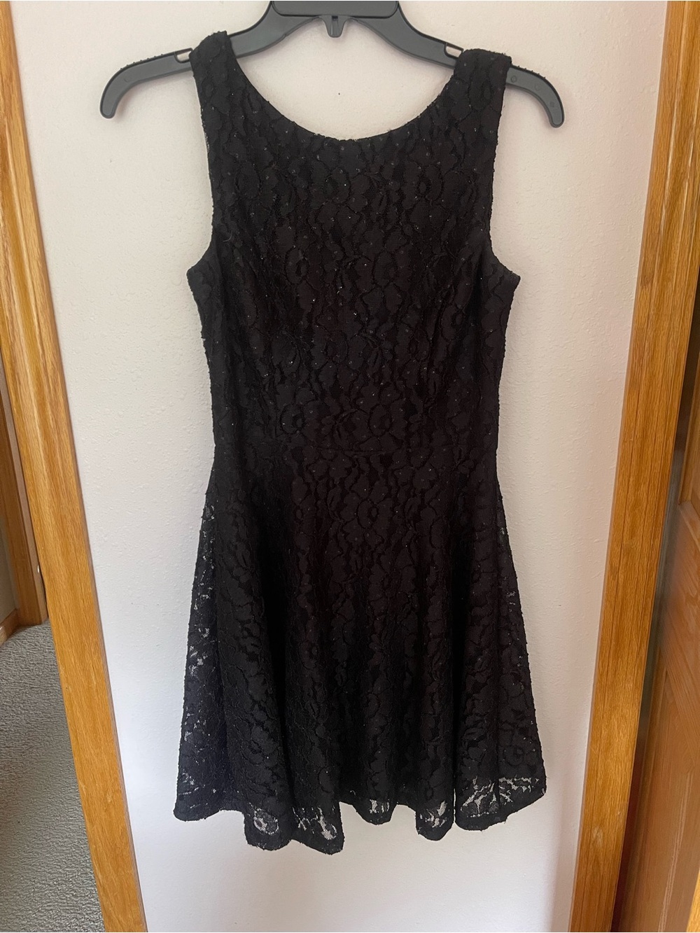 Black Sparkly Lace A-Line Mini Dress